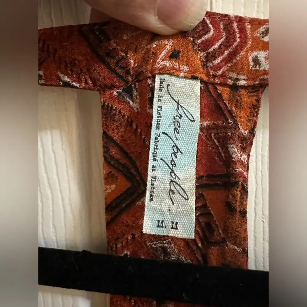 Free People Sundown Babydoll Short Mini Dress Orange Size Medium with pockets! - Picture 4 of 8